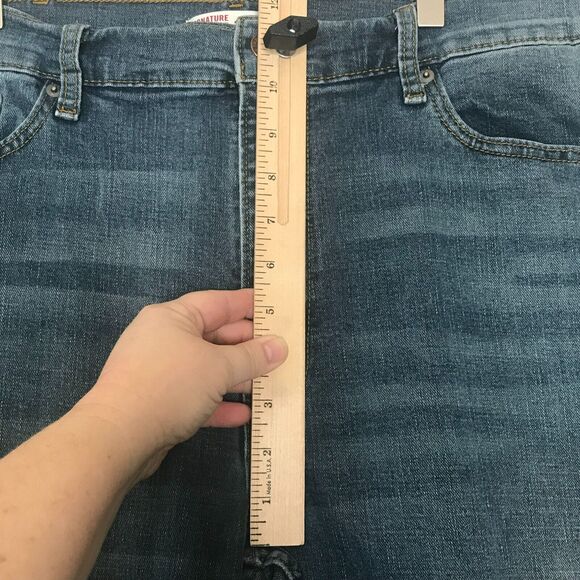 Levis Signature Straight Mens 40*32 Blue Pockets Denim Flat Front Mid Rise - Picture 9 of 10